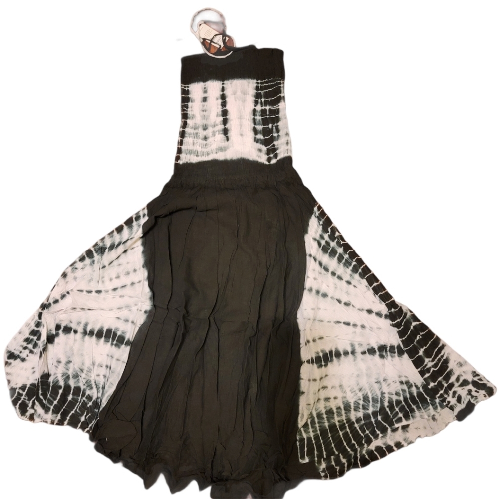 Black Tie-Dye Strap Dress - One Size Fits Most - Picture 2 of 6